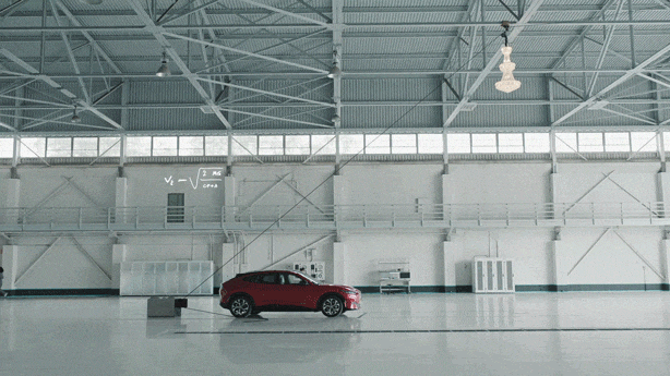 Mustang Mach-E v. Gravity GIF